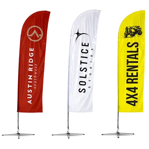 Three blade style flags signs