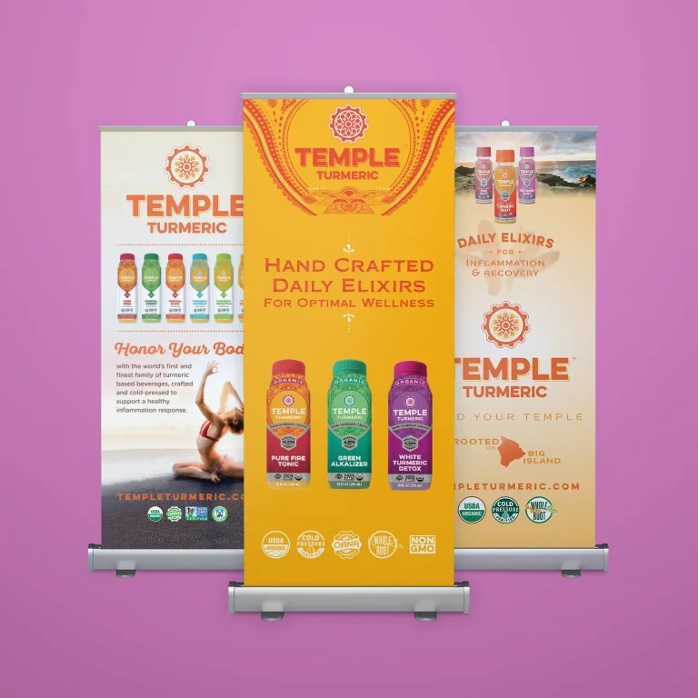 Three retractable banners