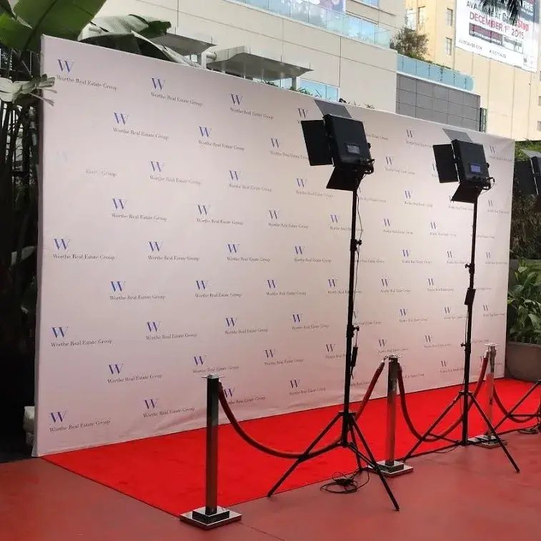 logo step and repeat banner with lights